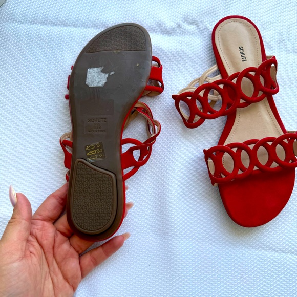 Schutz sandals red suede size 9.5 - Picture 4 of 5
